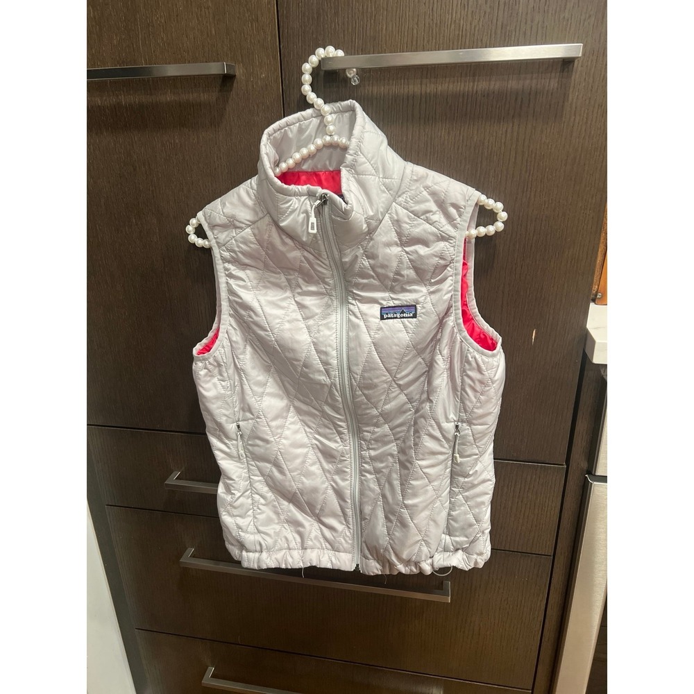 Patagonia Women's Nano Puff Vest in a pale grey women's small